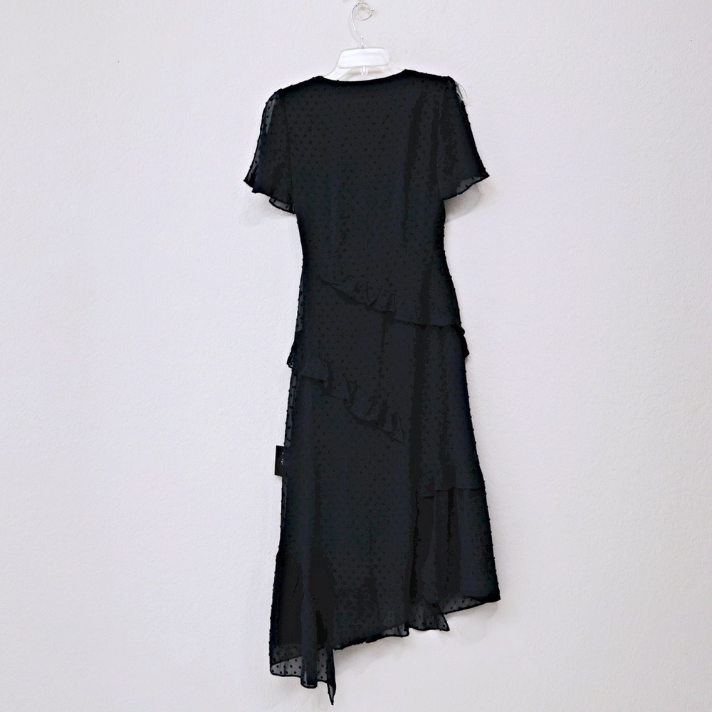 NWT Lulus Next To You Swiss Dot Ruffle Surplice Slit V-Neck Midi‎ Dress Navy XS - Picture 4 of 15